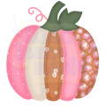 Patchwork Fabric Pumpkin Clipart - Pink Shabby Chic Fall Sublimation PNG
