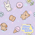 Kawaii Pastel Animal & Treats Seamless Pattern - Y2K Digital Paper