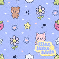 Kawaii Pastel Animal Seamless Pattern - Speckled Periwinkle Y2K Digital Paper