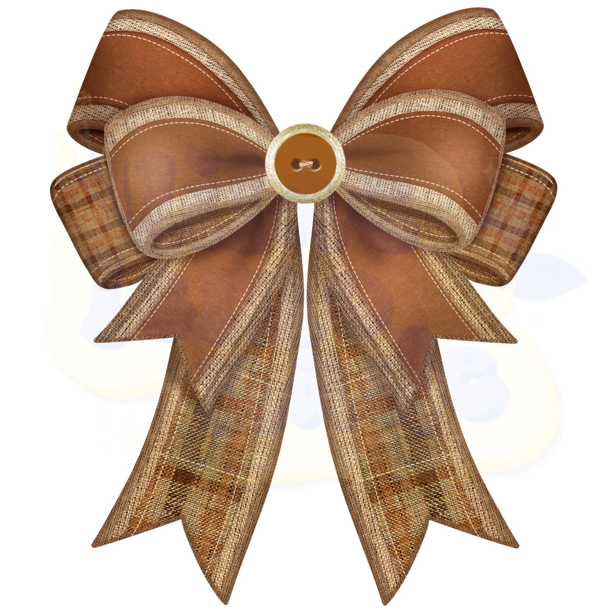 Rustic Brown Plaid Layered Bow Clipart - Autumn Coquette Sublimation PNG
