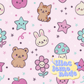 Kawaii Pastel Animal Seamless Pattern - Cute Y2K Nostalgia Digital Paper